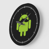 Green Android Robot Mustache auf Black Große Wanduhr (Winkel)