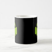 Green Android Robot Mustache auf Black Kaffeetasse (Mittel)