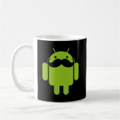 Green Android Robot Mustache auf Black Kaffeetasse (Links)