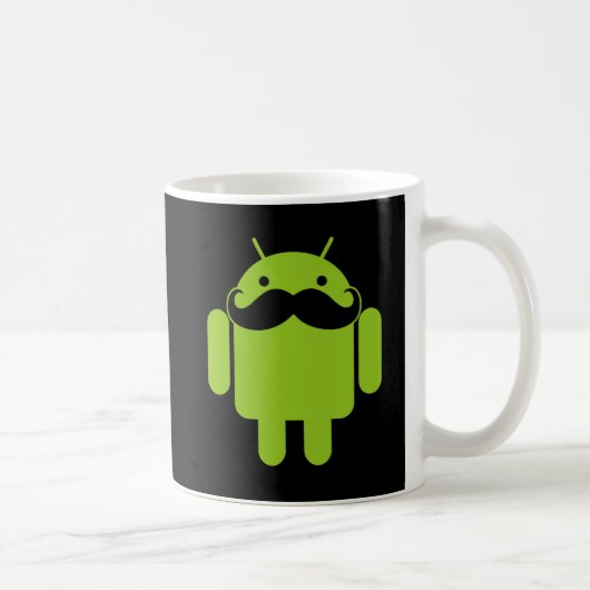 Green Android Robot Mustache auf Black Kaffeetasse (Rechts)