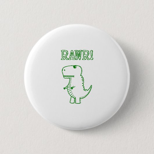 Green Angry T Rex Dino Button (Vorderseite)