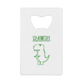 Green Angry T Rex Dino Geldbeutel Flaschenöffner (Vorderseite)