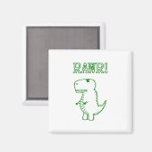 Green Angry T Rex Dino Magnet (Vorderseite/Rückseite)