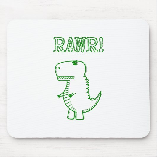 Green Angry T Rex Dino Mousepad (Vorne)
