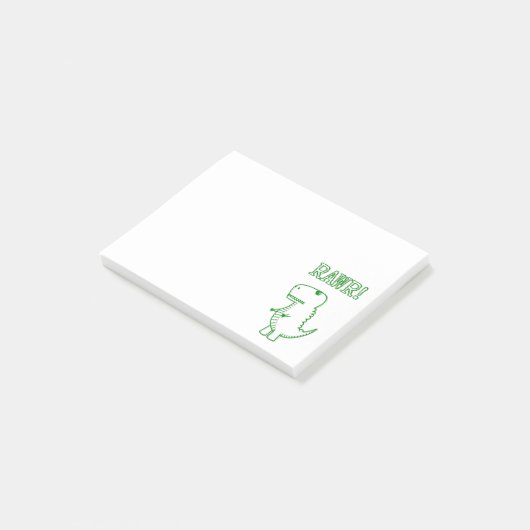 Green Angry T Rex Dino Post-it Klebezettel (angewinkelt)