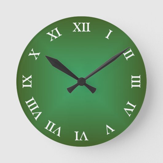 Green Angular Ombre Arabisch oder Roman Numerus Runde Wanduhr (Vorderseite)