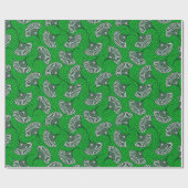 Green Ankara Fan Print Wrapping Paper Geschenkpapier (Flach)