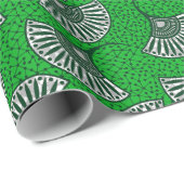 Green Ankara Fan Print Wrapping Paper Geschenkpapier (Rolleneckpunkt)