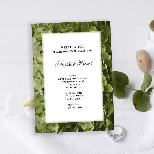 Green Annabelle Hydrangea Blume Engagement Party Einladung