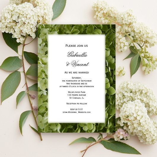 Green Annabelle Hydrangea Blume Hochzeit Einladung