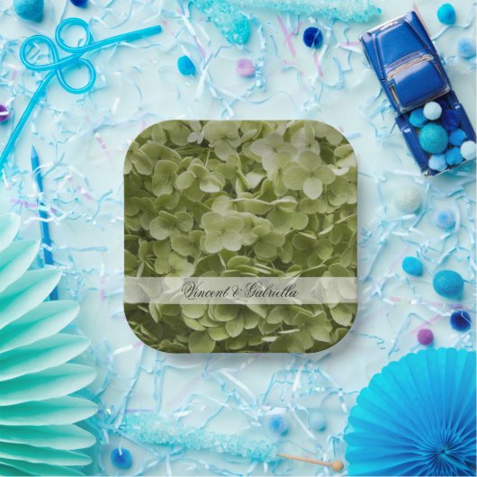 Green Annabelle Hydrangea Blume Hochzeit Pappteller (Party)