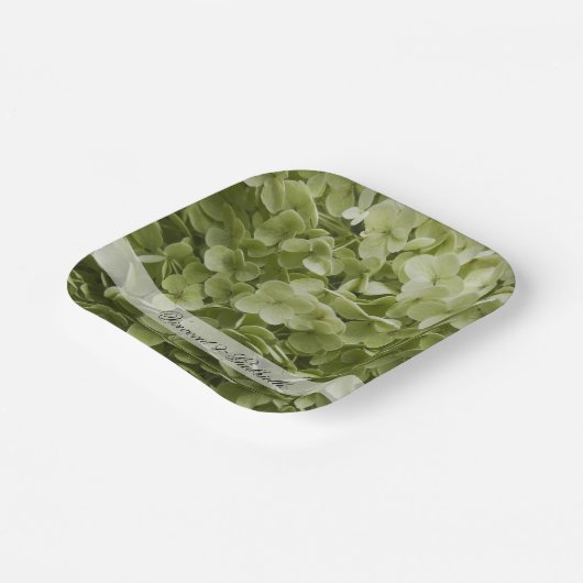 Green Annabelle Hydrangea Blume Hochzeit Pappteller (Gewinkelt)