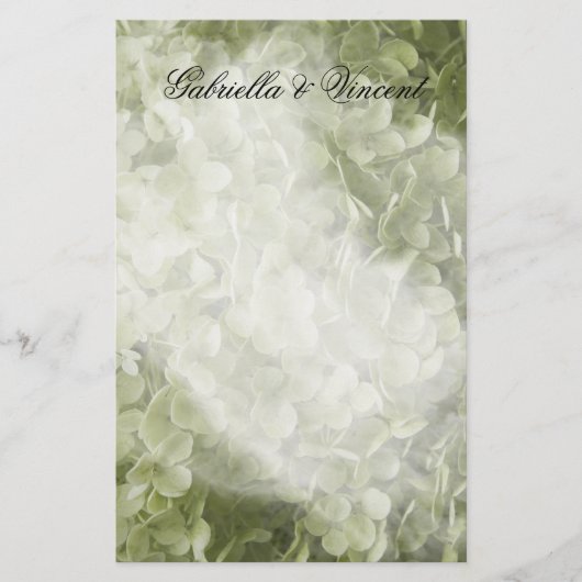 Green Annabelle Hydrangea Floral Wedding Briefpapier (Vorderseite)