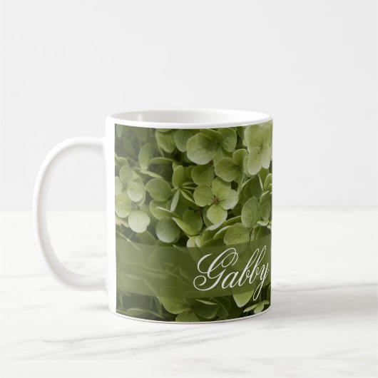 Green Annabelle Hydrangea Floral Wedding Kaffeetasse (Links)