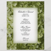Green Annabelle Hydrangea Floral Wedding Menu (Vorderseite)