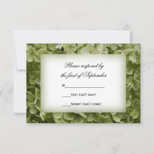 Green Annabelle Hydrangea Floral Wedding RSVP (Vorderseite)