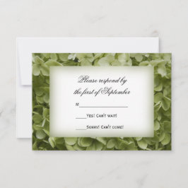 Green Annabelle Hydrangea Floral Wedding RSVP Karte
