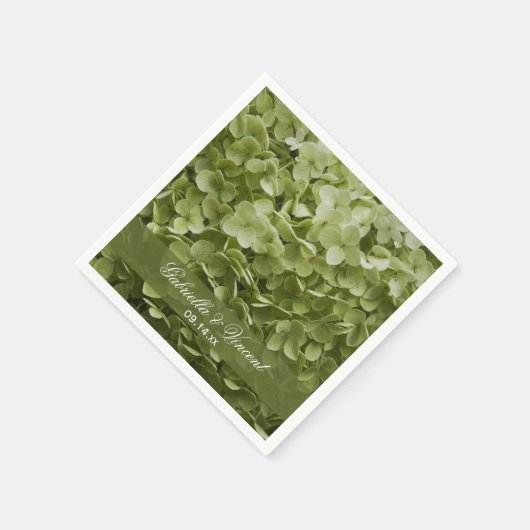 Green Annabelle Hydrangea Floral Wedding Serviette (Ecke)