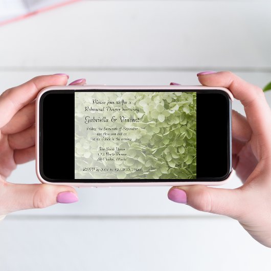 Green Annabelle Hydrangea Hochzeit Probe Dinner Einladung