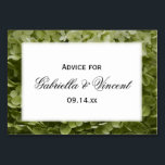 Green Annabelle Hydrangea Wedding Advice Cards Tischnummer<br><div class="desc">Lassen Sie Ihre Gäste ihre Weisheitsworte mit dem frisch verheirateten Paar mit den eleganten Green Annabelle Hydrangea Blume Wedding Advice Cards teilen. Personalisieren Sie sie mit den Namen der Braut und des Bräutigams und dem Datum ihrer Heirat. Diese eleganten, individuellen Blumenratgeber bieten ein nahes Blumenfoto mit hellgrünen Gartenblüten aus Hydrangea-Blume....</div>