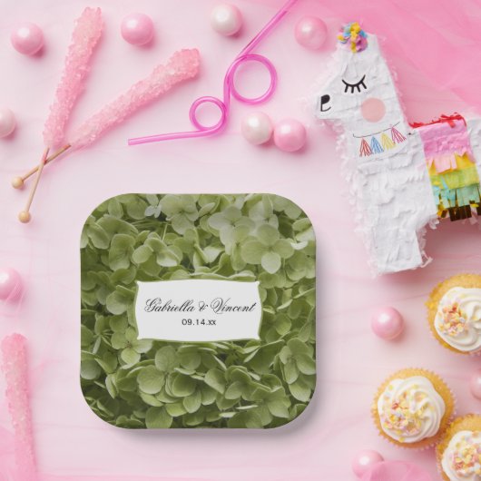 Green Annabelle Hydrangea Wedding Pappteller (Party)