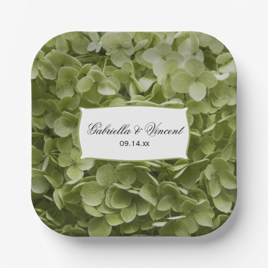 Green Annabelle Hydrangea Wedding Pappteller (Vorderseite)