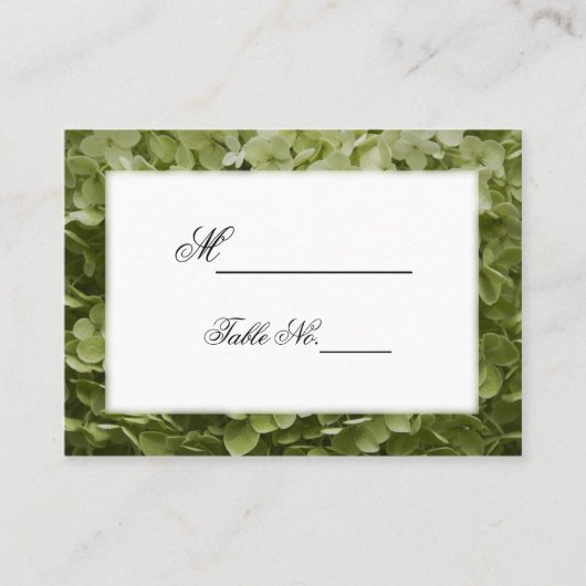Green Annabelle Hydrangea Wedding Platzkarten (Vorderseite)