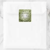 Green Annabelle Hydrangea Wedding rettet das Datum Quadratischer Aufkleber (Tasche)