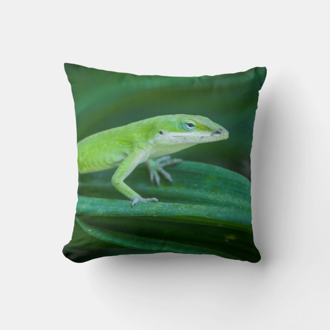 Green Anole Lizard Kissen (Vorderseite)