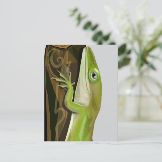 Green Anole Lizard Postkarte (Stehend Vorderseite)