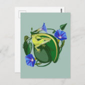 Green Anole with Morning Glory Postkarte (Vorne/Hinten)