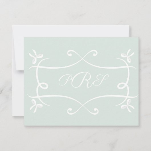 Green Antoinette Elegante Emblem Filigree Note Car Mitteilungskarte (Vorderseite)