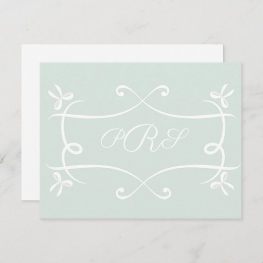 Green Antoinette Elegante Emblem Filigree Note Car Mitteilungskarte (Vorne/Hinten)