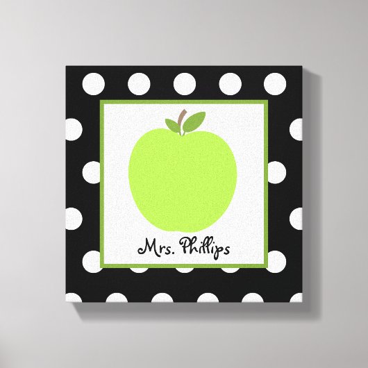 Green Apfel Polka Dot Wrapped Canvas for Teacher Leinwanddruck (Vorderseite)