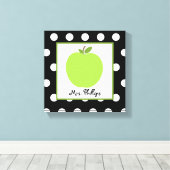 Green Apfel Polka Dot Wrapped Canvas for Teacher Leinwanddruck (Insitu (Holzboden))