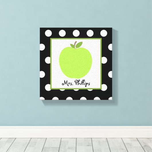 Green Apfel Polka Dot Wrapped Canvas for Teacher Leinwanddruck (Insitu (Holzboden))