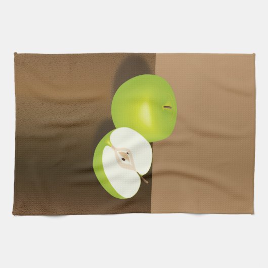 Green Apfel und ein halbes Stillleben Geschirrtuch (Horizontal)