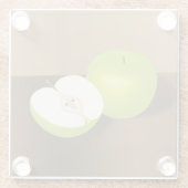 Green Apfel und ein halbes Stillleben Glasuntersetzer (Rückseite)