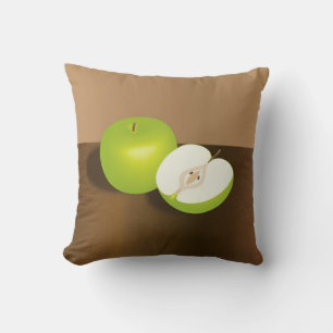 Green Apfel und ein halbes Stillleben Kissen