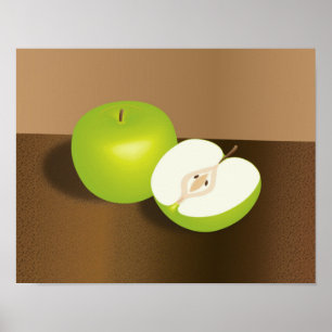 Green Apfel und ein halbes Stillleben Poster