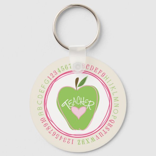 Green Apple & Alphabet Teacher Schlüsselanhänger (Vorderseite)