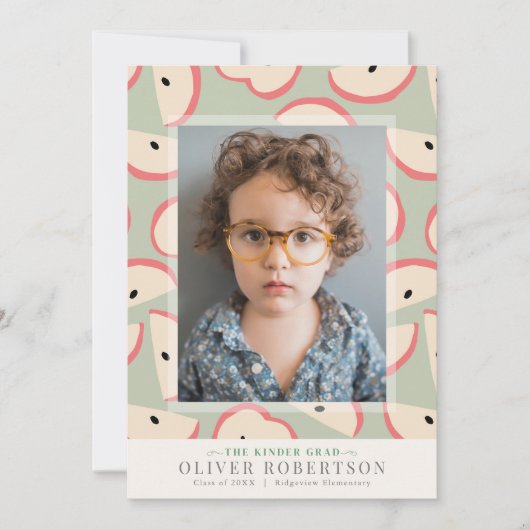 Green Apple Boy Kindergarten Foto Abschluss Einladung (Vorderseite)