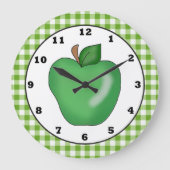 Green apple cartoon fruit wall clock große wanduhr (Vorderseite)