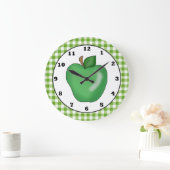 Green apple cartoon fruit wall clock große wanduhr (Zuhause)