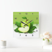 Green Apple Clock Quadratische Wanduhr (Zuhause)