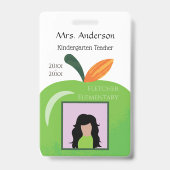 Green Apple Educator White Foto ID Abzeichen Ausweis (Vorderseite)