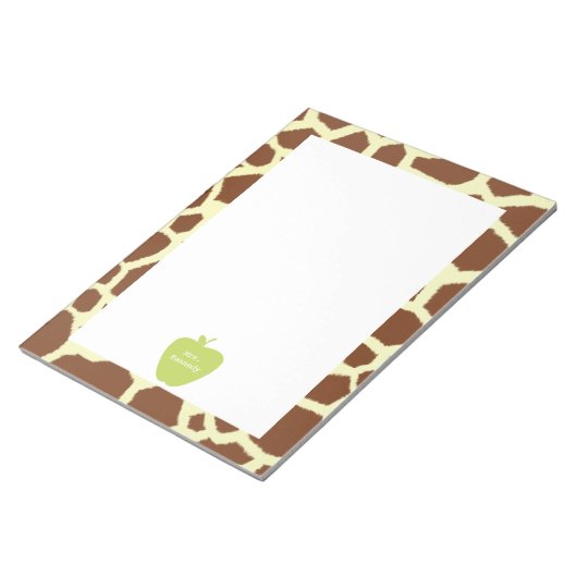 Green Apple Giraffe Teacher Notizblock (angewinkelt)