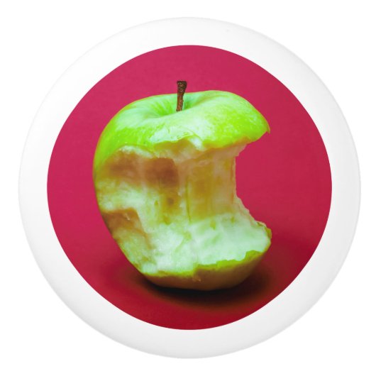 Green apple on red background keramikknauf (Vorderseite)