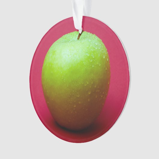 Green apple on red background ornament (Vorderseite)