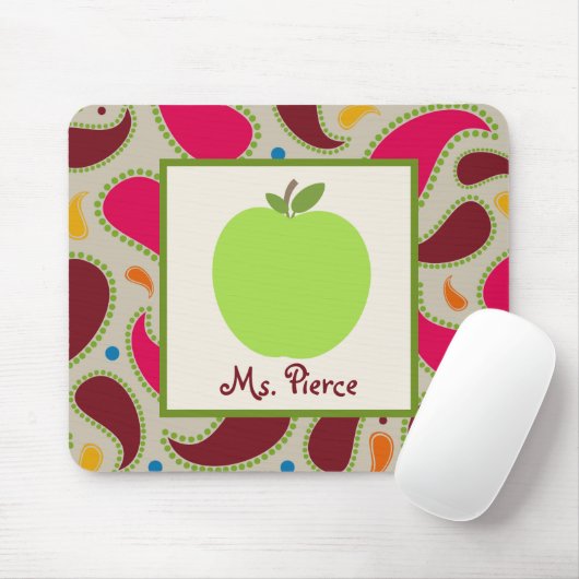 Green Apple / Paisley Teacher Mousepad (Mit Mouse)